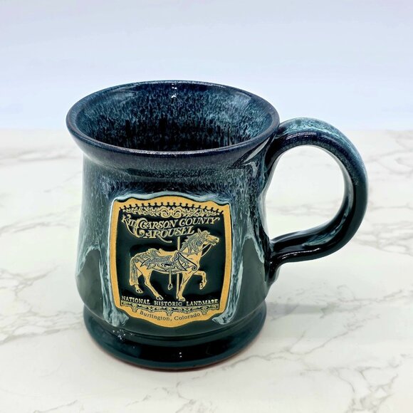 Deneen Pottery Mug Kit Carson County Carousel Horse Colorado Green Drip USA New - Picture 1 of 7
